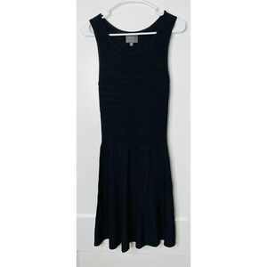 Leo & Sage Drop Waist Dress Womens Sz S Rayon Black Knit Stretch Sleeveless